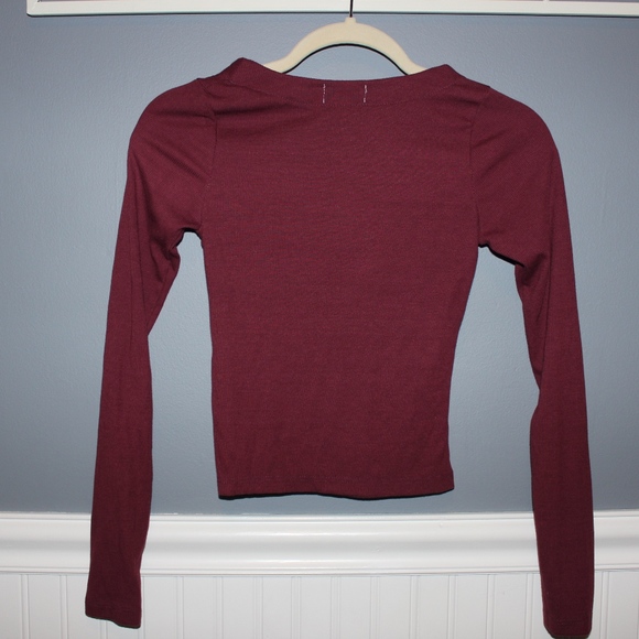 Maroon Lace Front Crop Top - Picture 3 of 3
